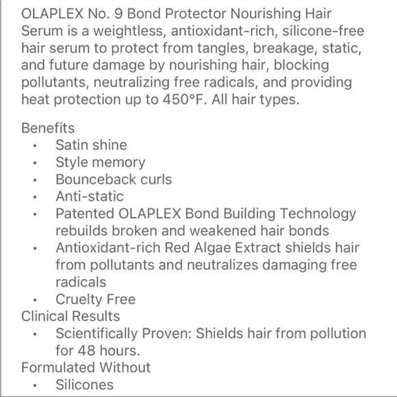 $8⭐️ Olaplex No.9 Bond Protector Nourishing Hair Serum - Picture 3 of 4
